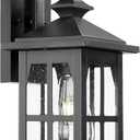 Darkaway Outdoor Light Fixtures Wall Mount, Outdoor Wall Lights Exterior Lighting Fixtures Waterproof Black Outside Wall Sconce with Seeded Glass for House Porch Hallway Garage Front Door (Medium)