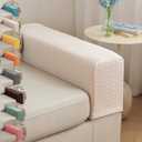 Couch Arm Covers & Arm Chair Covers Set of 2 - Stretch Sofa Armrest Protectors with Non-Slip Grip, Machine Washable Polyester Fabric for Recliner/Loveseat/Sectional (Beige,Large-Set of 2)