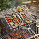 1 Pc Grilling Basket Stainless with 21" Long Heat-resistant Steel Grill Basket Wooden Handles for Outdoor Wood Stove Flip Grills Cooking Portable Camping Rack for Meat Gifts for Men Dad 