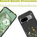 Unov Case Designed for Pixel 7, Black Phone Case with [Anti-Slip Embossed Pattern], Shockproof Slim Protective [Anti-Scratch TPU] Back Cover, Floral Bouquet