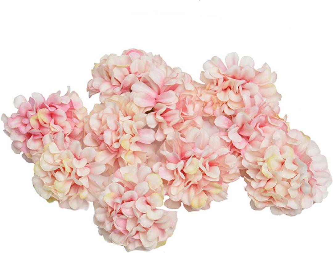 Artificial Silk Hydrangea Flower Heads 1.8 Inch DIY Wedding Party Home Garden Craft Decor for Hair Accessories Bouquets Headbands Hats Clothes Photo Albums Scrapbook Cards 50 Pack(Pink)