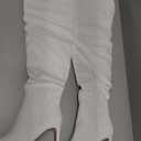 Shoe'N Tale Thigh High Boots for Women Over The Knee Stiletto Heel Pointed Toe Long Sexy Boots (7, White)