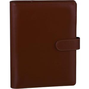 Antner A5 Binder 6 Ring Refillable Notebook Planner Cover for A5 Refill Paper, PU Leather Small Binder Budget Planner Photocard Holder Loose Leaf Personal Organizer with Magnetic Buckle, Brown