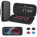 Simpeak 3 in 1 Accessories Travel Carrying Case Compatible with Switch 2 (2025), 1x Hard Shell Storage Bag with 2x Tempered Glass Screen Protector and 2 Pairs Thumb Grips Caps