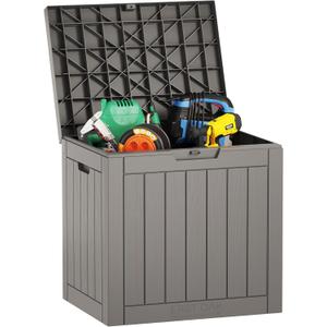 EAST OAK Outdoor Storage Box, 31 Gallon Deck Box Indoor and Outdoor Use, Waterproof Resin Storage Bin for Package Delivery, Patio Cushions, Gardening Tools, Lockable, UV Resistant, Grey