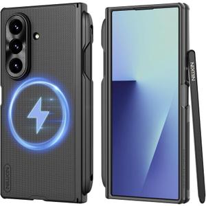 Nillkin for Samsung Galaxy Z Fold 7 Case with S Pen Holder, [Compatible with MagSafe][Hinge Protection] HD Screen Protector Frosted Matte Texture Slim Fit Phone Case for Galaxy Z Fold 7 Black