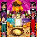 2 Pieces Day of The Dead Decorations Porch Sign Door Banner, Dia De Los Muertos Decor Mexico Party Decorations for Altar,, Halloween Welcome Hanging Flag Indoor Outdoor Decor for Front Door 11.8x70.9