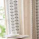 jinchan Boho Curtains for Bedroom Beige Linen Blend Extra Long Curtains for Living Room Embroidered Bordered Drapes 108 Inches Long 2 Panels Bohemian Light Filtering Grommet Black on Beige