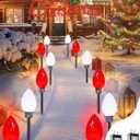 12 Pack C9 Christmas Lights Outdoor, Jumbo Bulbs Outdoor Christmas Decorations Plug in with Timer, Waterproof Pathway Lights for Outside Indoor Party Yard Garden Wedding Xmas Decor (Red and White)