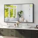 Koonmi Black Framed Bathroom Mirror - Shatterproof 30"x50" Tempered Glass, HD No Distortion, Horizontal/Vertical Mount, Modern Matte Aluminum Alloy Frame