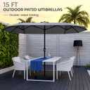 DomeShade 15ft Patio Umbrella with Base,Large Outdoor Double-Sided Rectangle Umbrella with Crank Handle, Market Umbrella for Poolside Garden Deck Backyard Beach Pools, Gray, Extra Large 15ft x 9ft