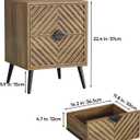 Smuxee Walnut Wooden Nightstand with 2 Drawers, Mid Century Night Stand with Fluted Diamond Doors, Bedside Table with Metal Feet, Modern End Side Table for Bedroom