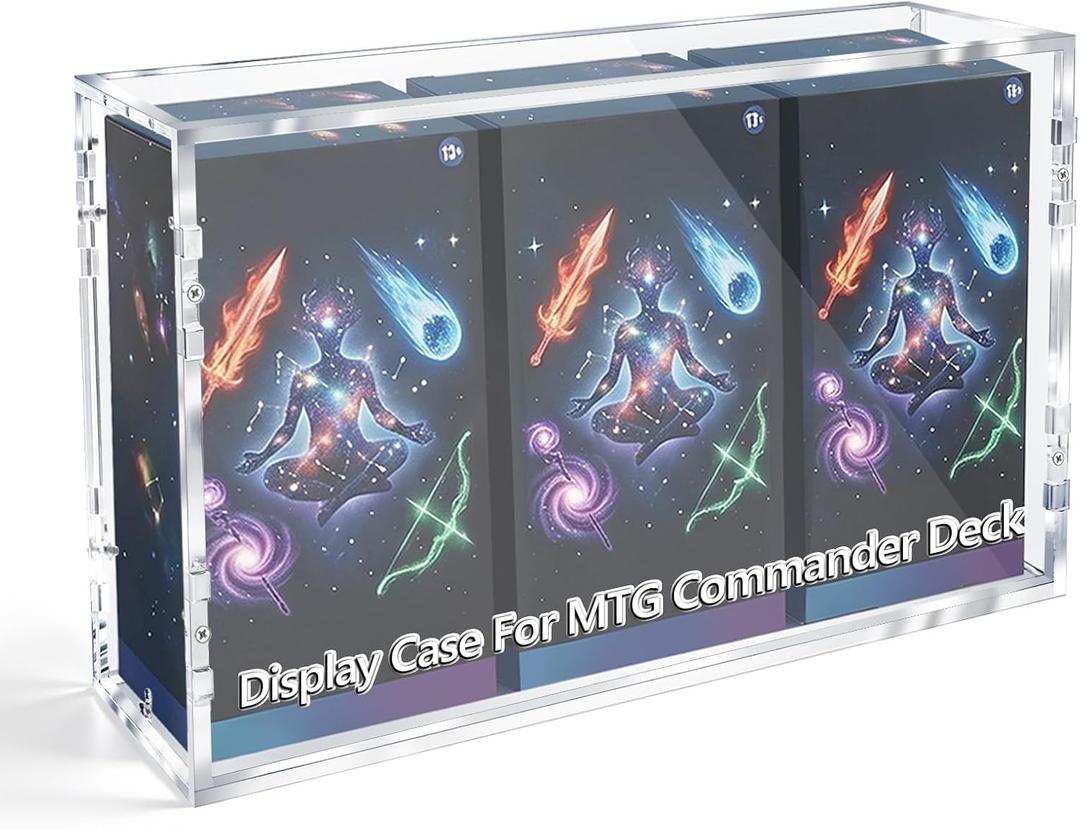1PCS Clear Acrylic Case for 3 MTG Commander Decks, TCG Display Storage Box