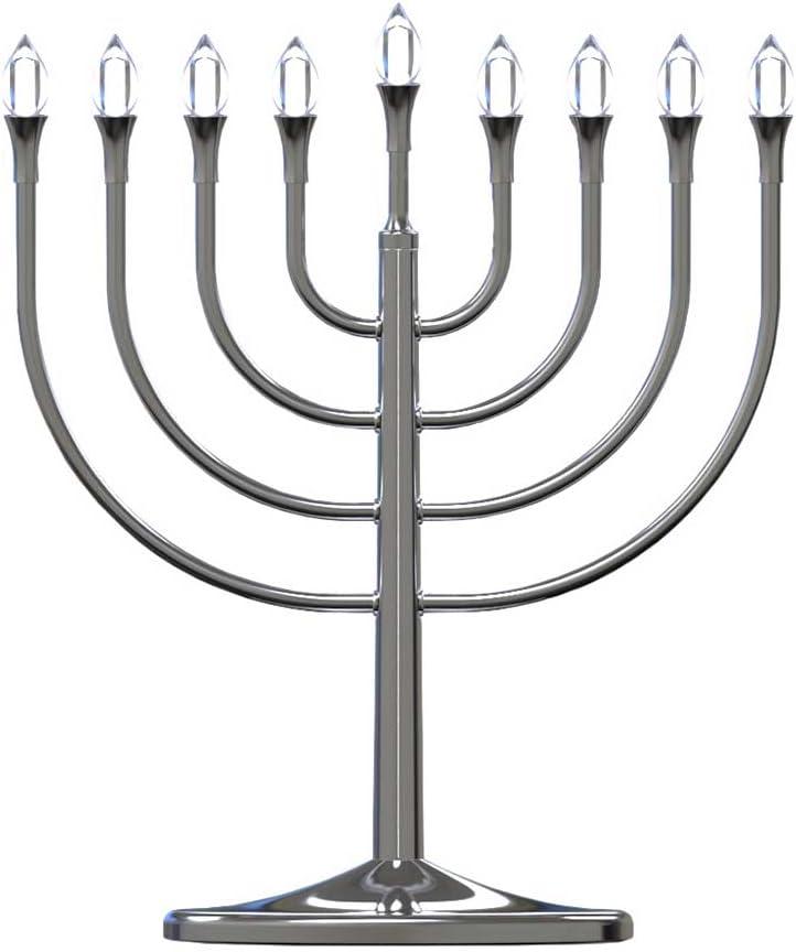 Zion Judaica LED Large Display Menorah Silver Electric Hanukah Menorah Powered by USB Hanukkiah with LED Flame-Shaped Bulbs Chanukah Lights Minorah Hanukah Dcor