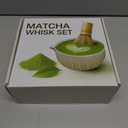 Matcha Whisk Set with Matcha Bowl - Matcha Set Included Electric Frother, Bamboo Whisk, Matcha Spoon, Bamboo Holder, Sifter, Spoon Stand (Mottled Green)