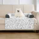 Calming Small Dog Bed for Couch, 35 x 31 inch Removable Couch Cover for Dogs Washable, Non-Slip Fluffy Plush Dog Sofa Mat for Furniture Protector - Grey