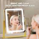 PRIMETEK Vanity Mirror with Lights, 16"x14" Large LED Lighted Makeup Mirror, Hollywood Makeup Mirror, Touch Screen, 3-Color Lighting, 5X Magnification, for Vanity Desk Tabletop, Bedroom, Gold