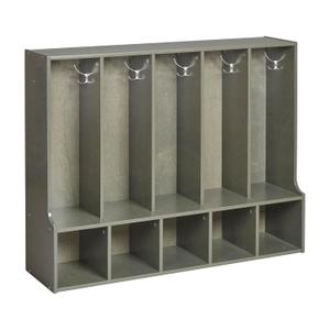 ECR4Kids Streamline 5-Section Toddler Coat Locker with Bench, Classroom Furniture, Grey Wash