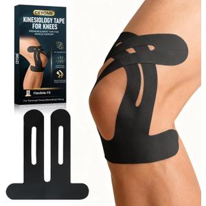 Kinesiology Tape for Knees, 10 PCS Knee Tape for Knee Pain Relief & Support, Waterproof, Latex-Free & Breathable Athletic Tape for Basketball, Running, Sports (Black) (One Size)
