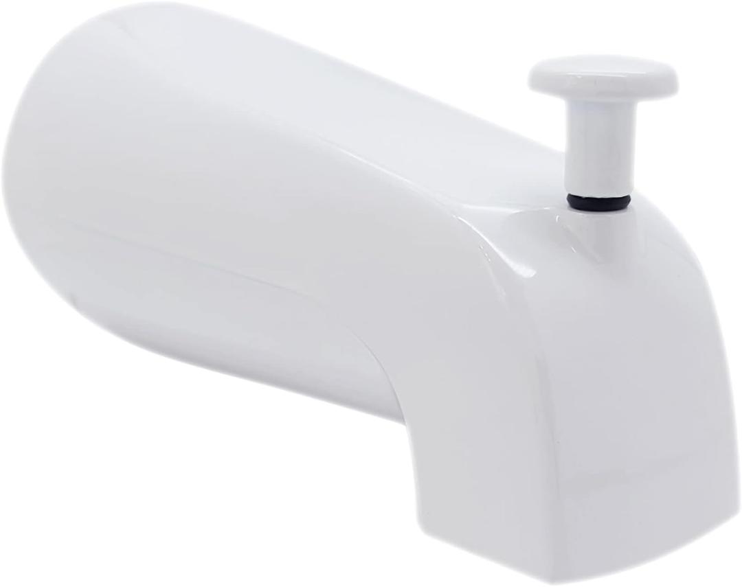 Westbrass E531D-1F-50 5-1/4" Reach Wall Mount Tub Spout with Front Diverter, Powder Coat White