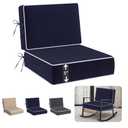 5" Thicker Outdoor Chair Cushions Set of 2, 24"x24" Patio Chair Cushions for Outdoor Furniture w/Water & Fade-Resistant and Removable Cover, Outdoor Cushion w/Handle & Straps for Dining Chair Sofa