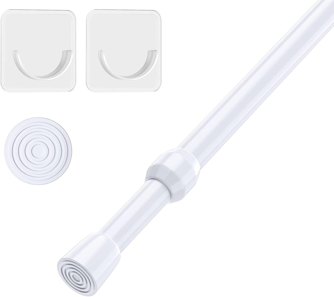 AIZESI 1pcs Tension Curtain Rod Spring Tension Rod Short Curtian Rods No Drilling Expandable Spring Loaded Curtain Tension Rod Adjustable 26 to 39 inch,Best Use Range 28 to 36 inchWhite
