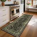 GarveeHome Runner Rugs 2x6 Kitchen Runner Rug Non Slip Washable Runners for Hallways, Boho Vintage Rugs with Rubber Backing Low-Pile Indoor Long Carpet for Entryway Bedroom Green Black
