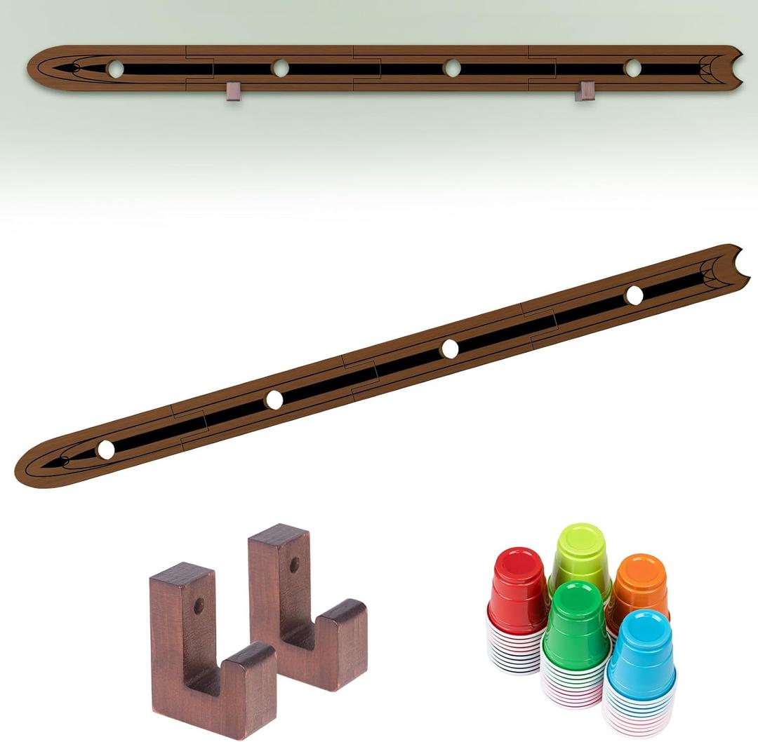 Extguds 5 FT Shot Board with Wall Mounts,4 Person Version,Sets:1 Shot Board + 2 Wall Mounts+50 Cute Shot Glasses, Perfect for Weddings,Bar,Family Gathering, Party (Brown)