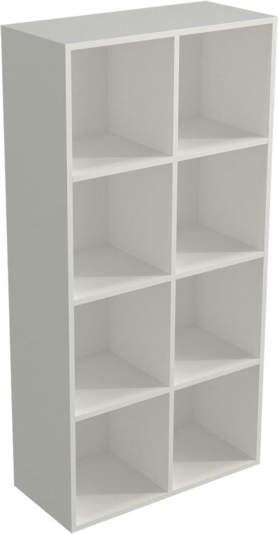 OSCHF 8-Cube Storage Shelf Bookcase - Wooden 4-Tier Floor Standing Open Bookshelf, Modern TV Stand up to 55 Inchs for Home and Office, Warm White