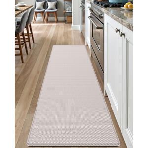 DEXI Kitchen Floor Mats Cushioned Anti Fatigue, 17x59, Large Long Standing Runner Rug Waterproof, Comfort Memory Foam Padded for Front Sink Laundry,Beige White