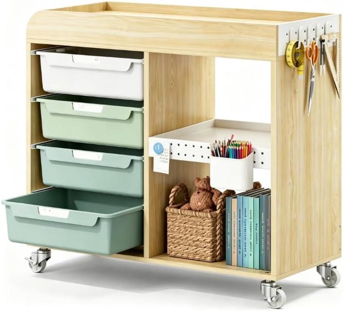 SYKIARIOL Craft Organizers and Art Supply Storage, Art Cart, Mint Green