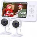 bonoch 4.3" Baby Monitor with 2 Cameras, 720p Split Screen Monitor with Camera and Audio, 28hour Battery, Video Baby Monitor No WiFi, VOX Mode, 2 Way Audio, Auto Night Vision, 2X, 3X, 4X Zoom