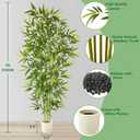 Warmplants 7ft Artificial Bamboo Tree, 84 Tall Fake Bamboo Plant with White Planter, Faux Trees with 5 Trunks for Indoor Outdoor Home Garden Livingroom Office Dcor