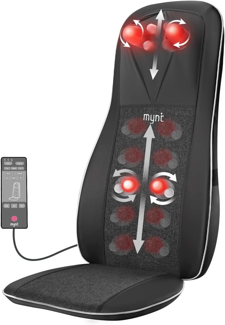 Shiatsu Neck & Back Massager for Chair, Deep Tissue Kneading Chair Pad