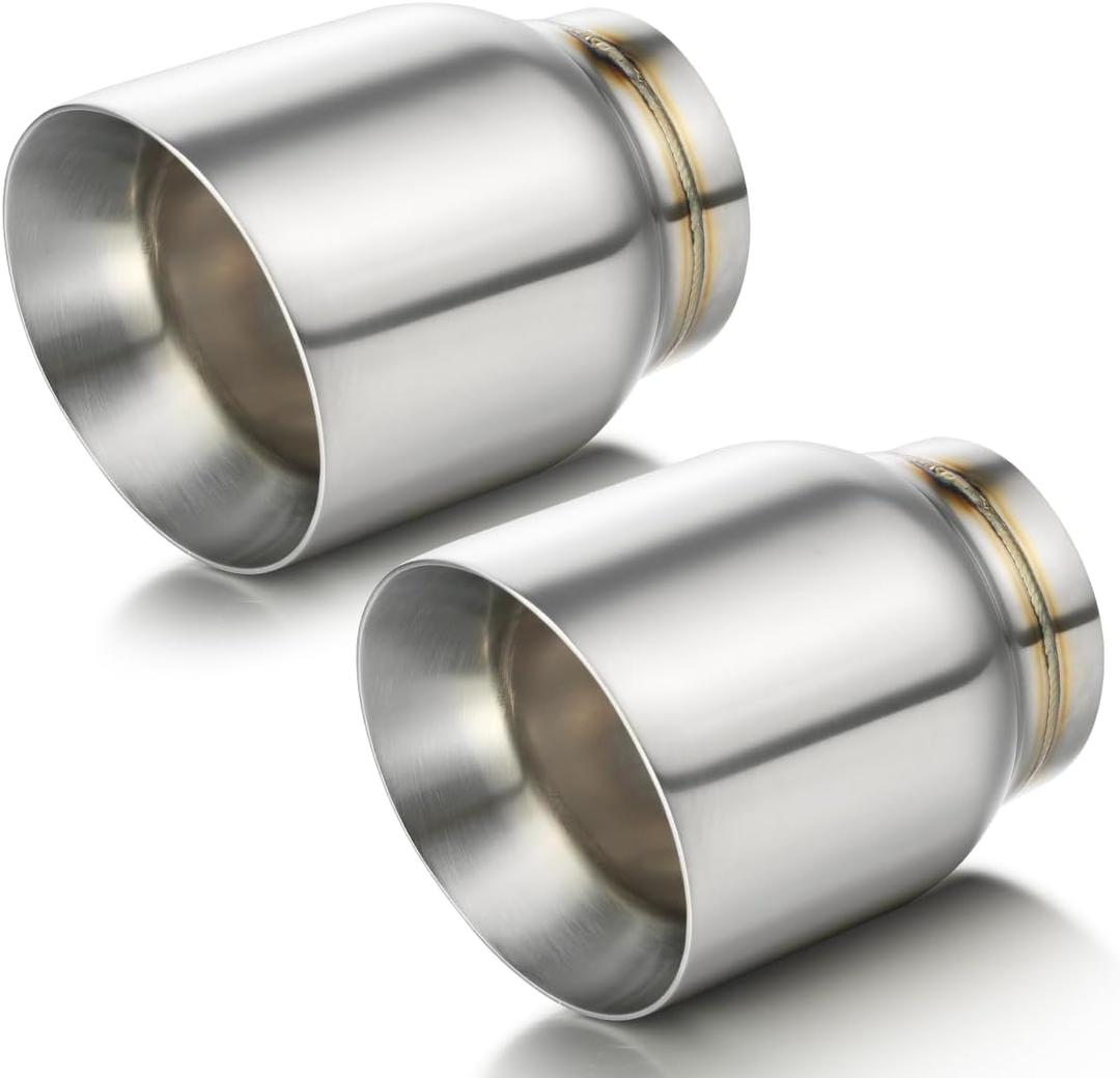 A-KARCK Exhaust Tip 3" Inlet Dual Wall, Double Wall Car Tailpipe Tip 3" Inlet 4" Outlet 5" Overall Length Weld On Decorate Car Tailpipe 2 Pack