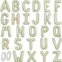 TONIFUL 52 Pcs 16 Inch Cream Green Letter A-Z Balloons,Custom Phrase Mylar Foil Alphabet Letter DIY Personalized Phrase Banner for Birthday Anniversary Celebration Graduation Party Supplies Decor