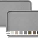 Boot Tray for Entryway Indoor, Heavy Duty Shoe Mat Tray 2 Packs, 16.7"x12.8" Waterproof Shoe Trays with Raised Edge, Outdoor Multi-Purpose Mat for Boots, Shoes, Garden (Oatmeal)