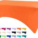 BDDC 4ft Table Cover Fitted, Orange Spandex Table Covers, Washable and Wrinkle Resistant Stretch Tablecloths Rectangle for Events, Wedding, Banquets, Parties
