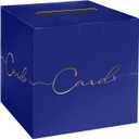 HEIPINIUYE Large Card Box for Party 9.8" x 9.8" Navy Blue Card Box with Gold Foil Design Envelope Box Gift Card Holder Box for Wedding Birthday Baby Shower Retirement Graduation Party Raffle Box