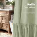 Farmhouse Shower Curtain with Ruffle Hem Linen Flax Green Shower Curtains for Bathroom Country Vintage Rustic Natural Fabric, 72" W x 72" L