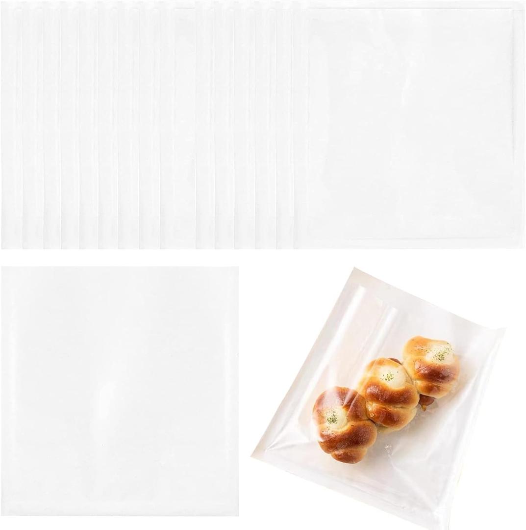 100 Pieces Heat-Sealable White Paper Bakery Cookies Bags with Front Window 7.1x7.5 Inches Grease Resistant Paper Food Bags for Homemade Bread, Cookies and Pastries