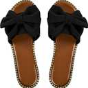 Women's Bow Knot Slides Open Toe Flat Sandals Summer Slip On Slippers 8