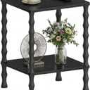 Vintage Small End Table, 21.9 Inch Wood Couch Side Table, Corner Table with Storage Shelf, 2-Tier Nightstand, for Small Space, Bedroom, Living Room and Couch (Black)