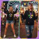 Mardi Gras Sweatshirt for Women Carnival Outfit Crewneck Pullover Party Long Sleeve Tee Daily Wear (Small)