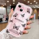 Compatible for iPhone 15 Case, Pretty Butterfly Print Three-Dimensional Wave Clear Case for Girls Women, Soft Full Package Anti-Fall Cover for iPhone 15, Shadow Dance Black