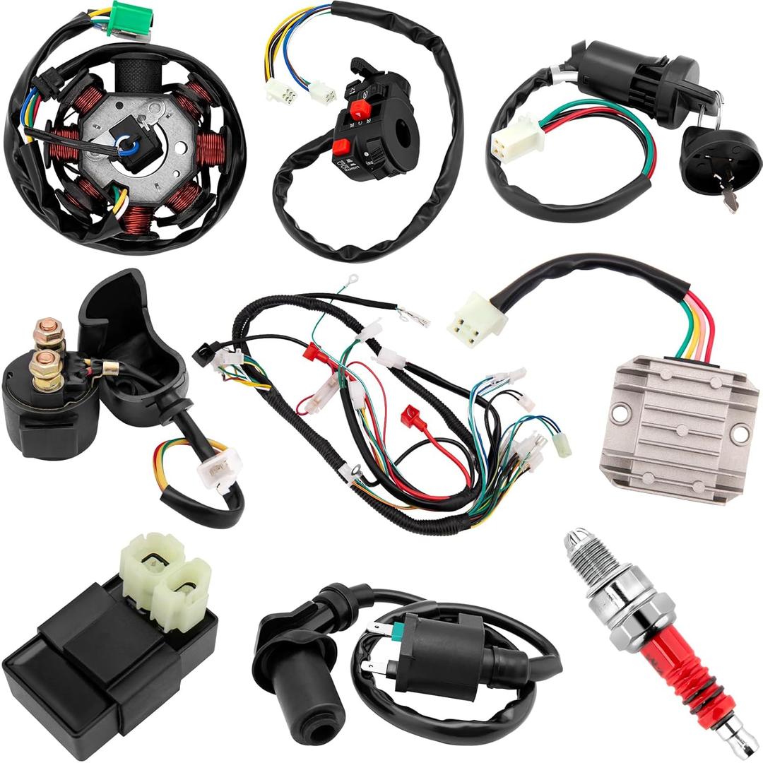 Complete Wiring Harness Kit, Powersports Wiring Harnesses Kit, Gy6 150cc Wiring Harness, 150cc ATV Wiring Harness Kit for ATV Quad 4 Four Wheelers 150CC 200CC 250CC Go Kart Wiring Harness by HOOTO