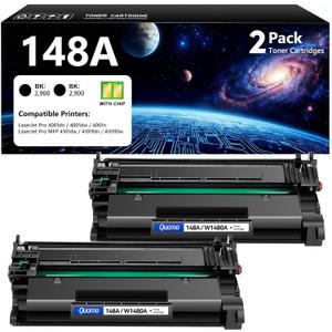 148A Toner Cartridge Black 2-Pack Compatible for HP LaserJet Pro 4001dn 4001dw 4001n MFP 4101dw 4101fdn 4101fdw 4001 4101 Series Printer Replacement for HP 148A 148X W1480A W1480X 148 Monochrome Ink