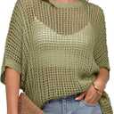 UEU Womens Summer Crochet Tops Hollow Out Cap Sleeve Cover Up Tank Top Pullover Sweater Vest Beach Vacation Clothes, Medium