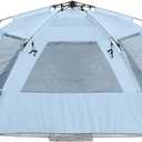 Easthills Outdoors Instant Shader Deluxe XL Beach Tent Easy Up 99" Wide for 4-6 Person Sun Shelter - Extended Zippered Porch Included Blue
