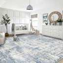 Area Rugs 10x12 Living Room Rug Washable No Slip Low Pile Soft Thickness Large Carpets Indoor Floor Covering for Bedroom Dining Modern Abstract Home Office Decor Blue